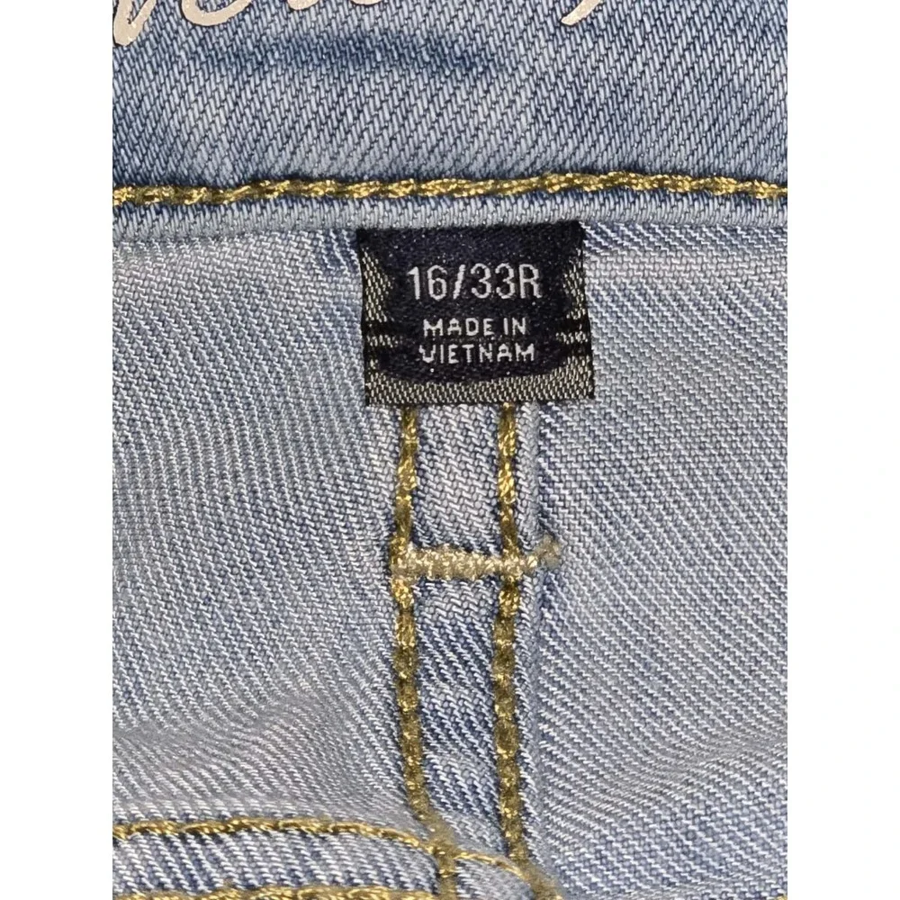Universal Thread Distressed Light Wash Jeans‎ 16/33R Raw Hem GUC Y2K - Picture 5 of 5